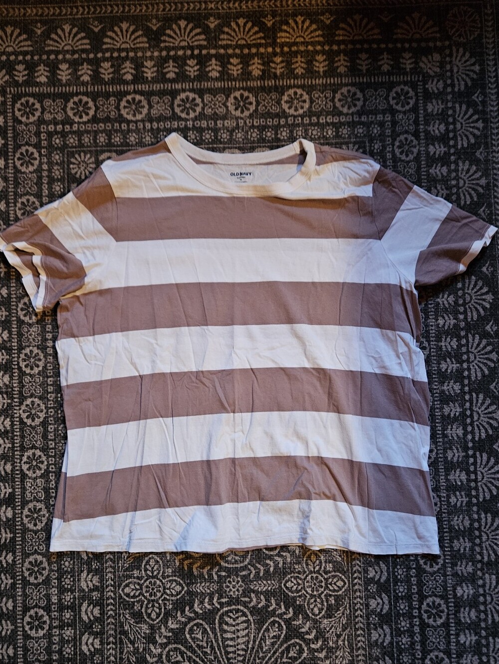 Old Navy Brown & White Striped Short Sleeve Tee